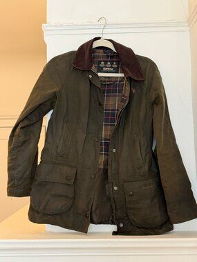 Womens Barbour BEADNELL WAX JACKET with Hood - "Olive" Brown - UK6, US2
